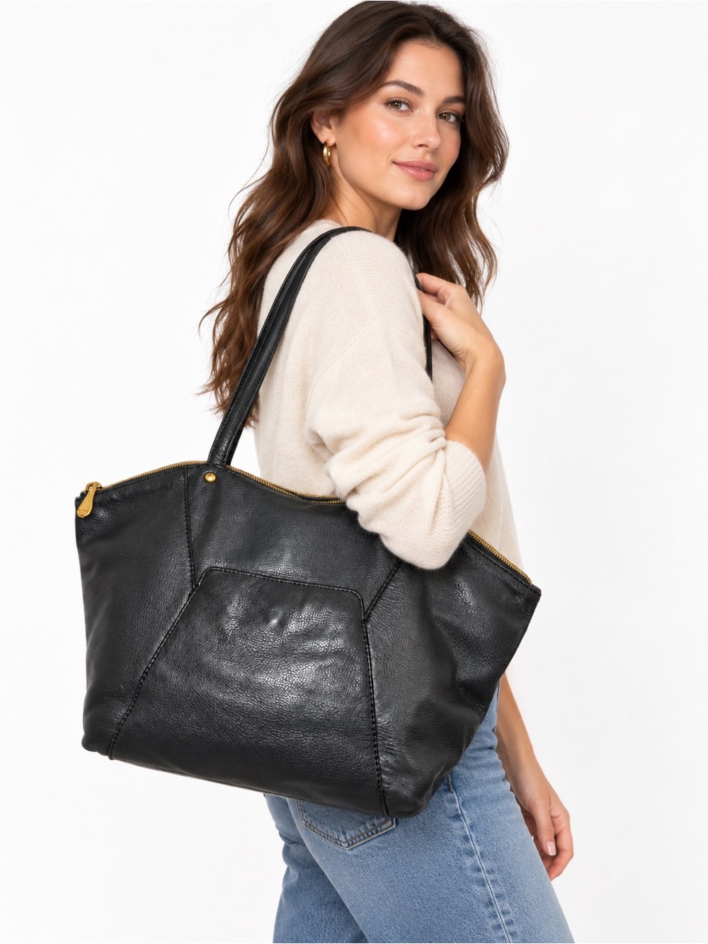 Hobo the original deep green Leather Tote Bag with Gold Hardware